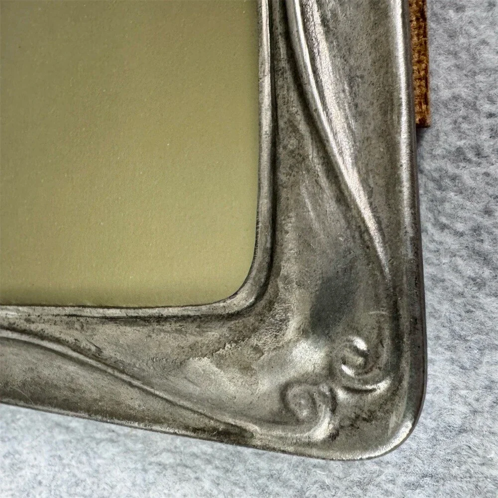 Vintage Art Nouveau Picture Frame Silver Ornate Scrollwork Easel Back